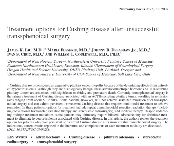 库欣病经蝶窦手术失败后的治疗方法