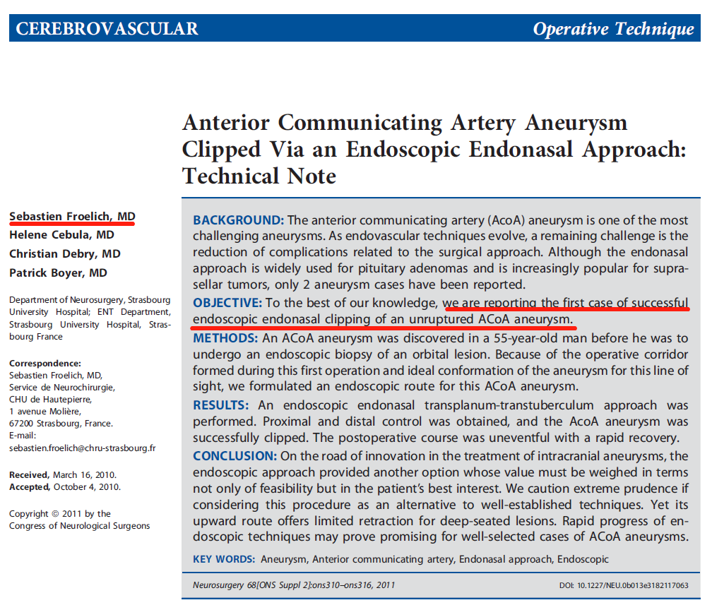 国际经鼻神经内镜技术的先行者