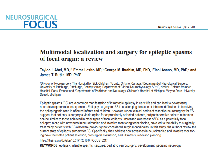 局灶性癫痫痉挛的多模式定位与手术治疗