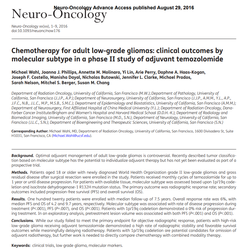 成人低级别胶质瘤