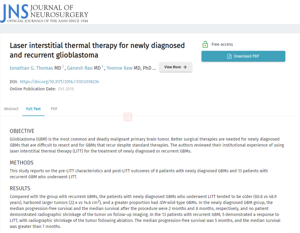 激光间质热疗LITT治疗脑瘤