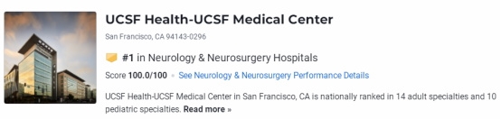 加州大学旧金山分校医学中心——世界神经外科医院排名（2022年更新）