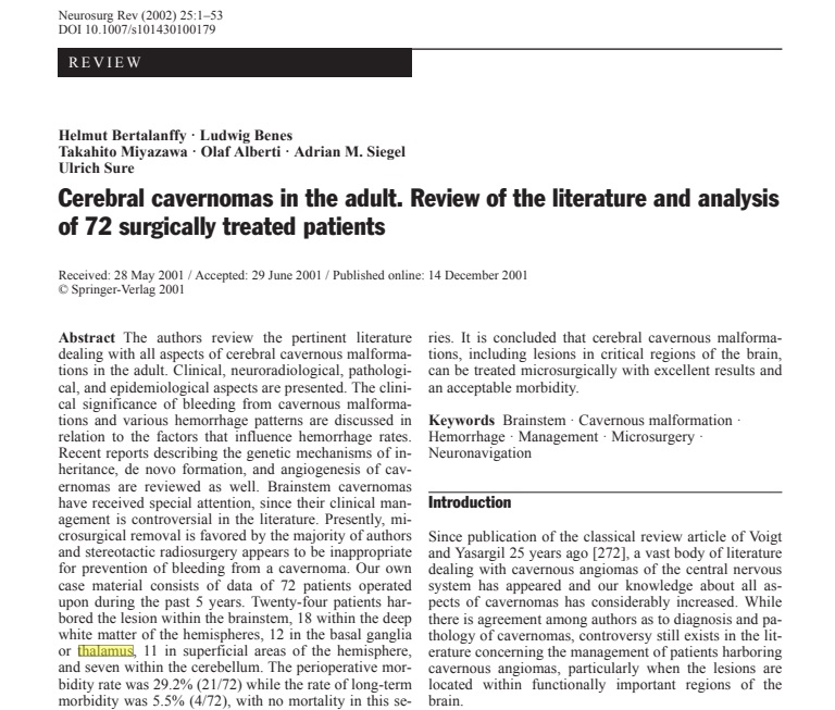 丘脑海绵状血管瘤