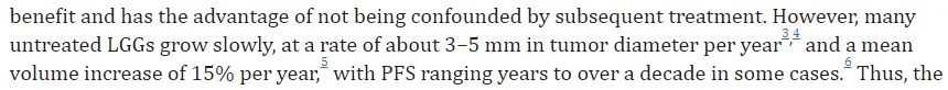 IDH突变低级别胶质瘤的体积分析：治疗前后肿瘤生长率的自然史研究