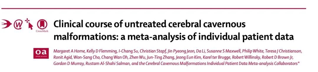 根据一项1620例脑海绵状血管瘤荟萃分析，显示脑干海绵状血管瘤，以出血或局灶性神经功能障碍为表现的脑干海绵状血管瘤患者5年再次出血的风险估计高达30.8%。