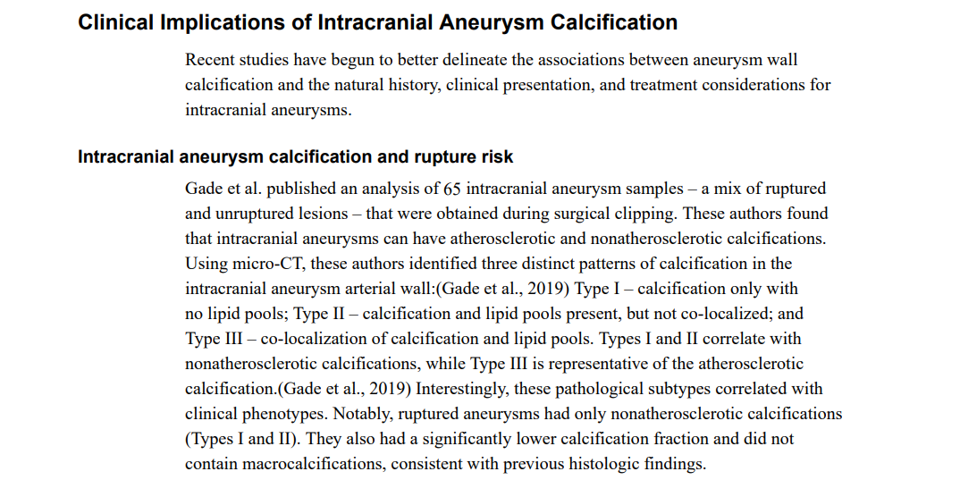 研究中对65个颅内动脉瘤样本（混合了破裂和未破裂病变）进行了分析，这些样本在手术夹闭期间获得。
