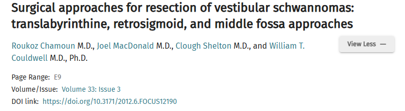 精细的显微手术技术从邻近的面部和耳蜗神经解剖肿瘤，术中颅神经监测等电生理辅助，以及小心关颅以防止脑脊液渗漏这些技术及手术方法是其中的关键。