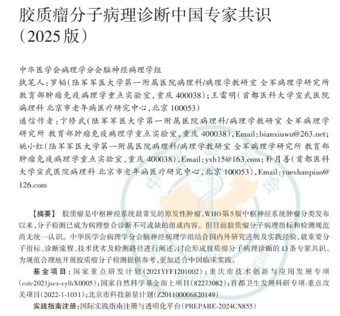 胶质瘤诊断专家共识