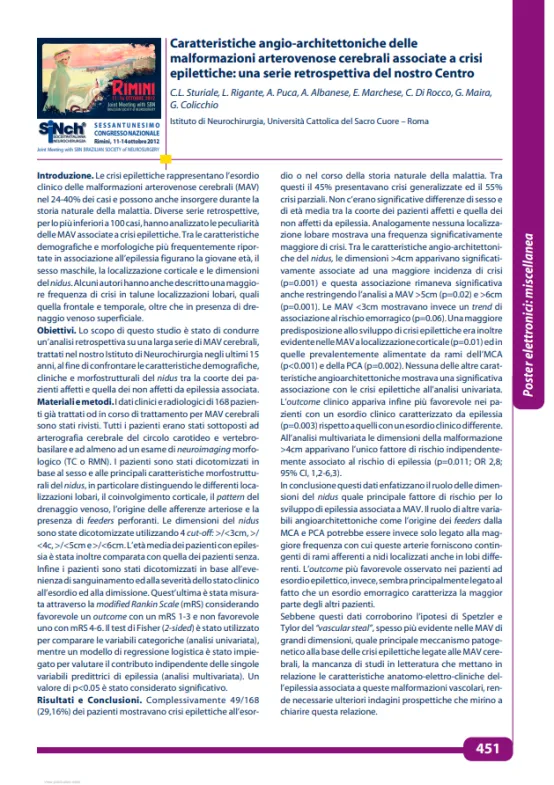 癫痫发作占脑动静脉畸形(AVM)患者首发症状的24–40%。