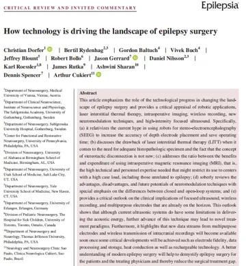 论文《How technology is driving the landscape of epilepsy surgery》
