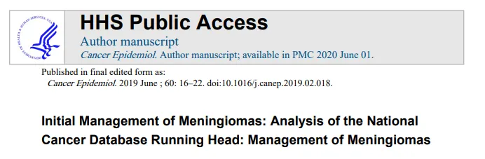 2004-2014年美国国家癌症数据库（National Cancer Database，NCDB）中所有被诊断为脑膜瘤的患者数据