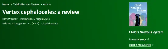 【INC国际大咖研究成果】顶点脑膨出：综述
