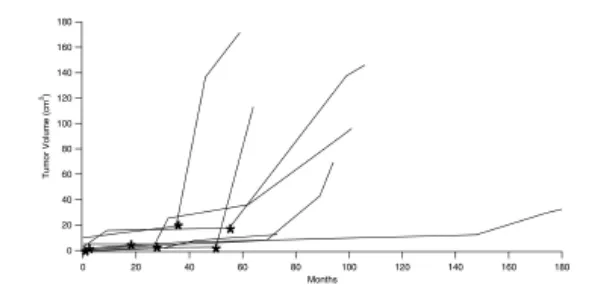 图3.肿瘤生长随时间变化示意图